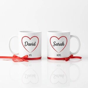 Personalized Couple's Coffee Mug Set - His & Hers Valentine's Gift